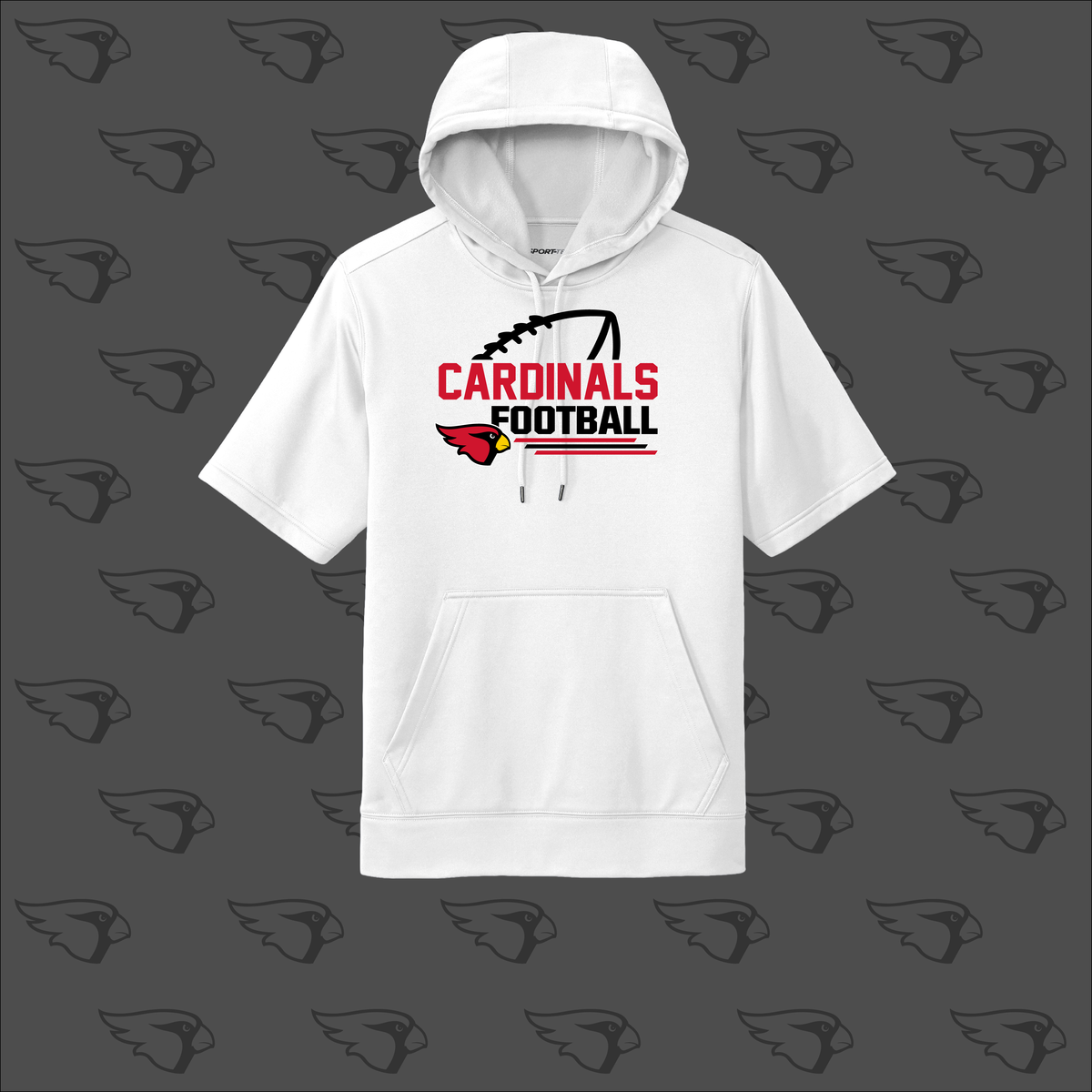 Cardinal Football Short Sleeve Hoodie