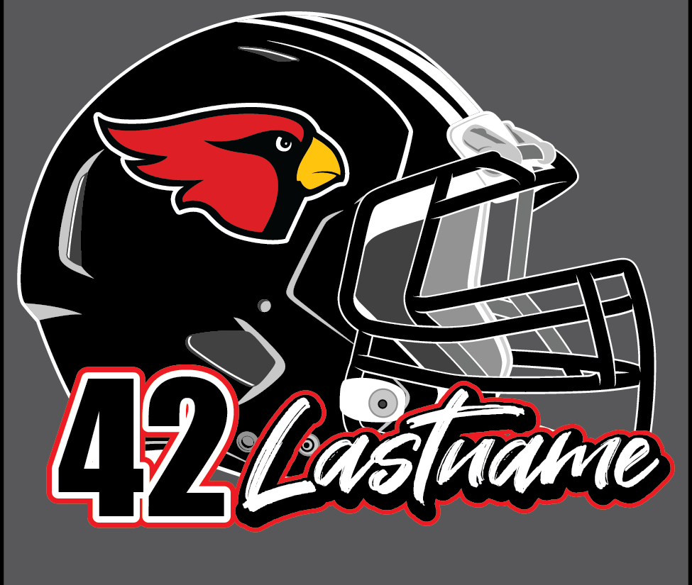 Cardinal Football Helmet Decal 2026 - Name and Number