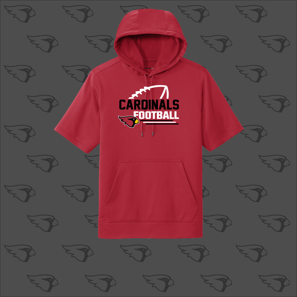 Cardinal Football Short Sleeve Hoodie