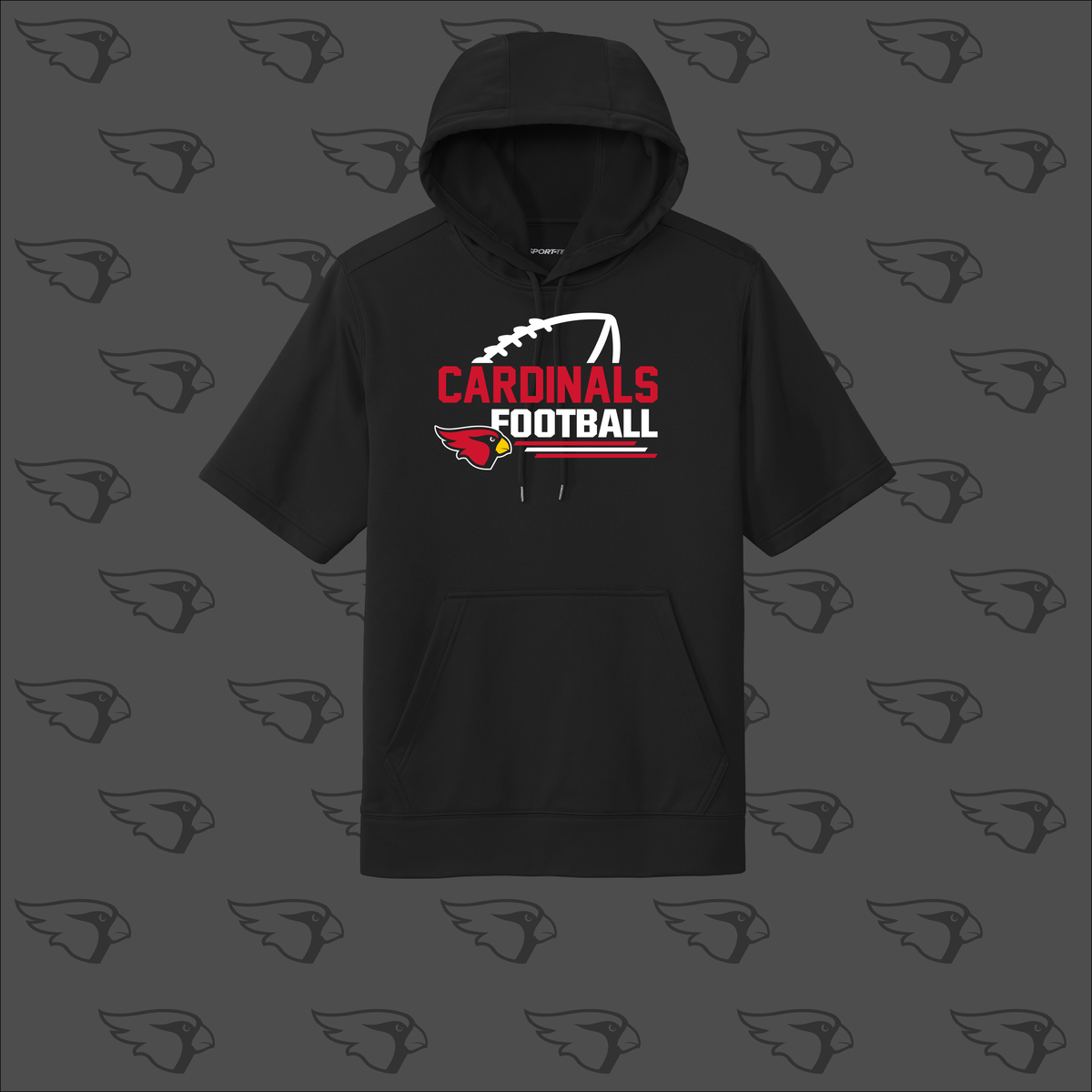 Cardinal Football Short Sleeve Hoodie